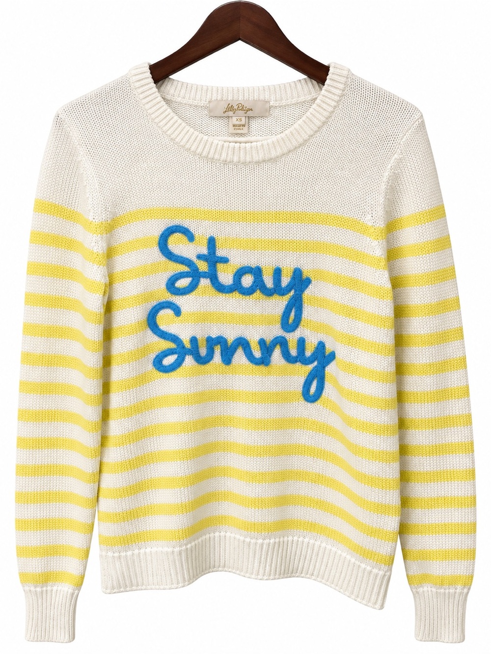 Lilly Pulitzer 'Stay Sunny' Striped Crewneck Sweater - Yellow, White & Blue